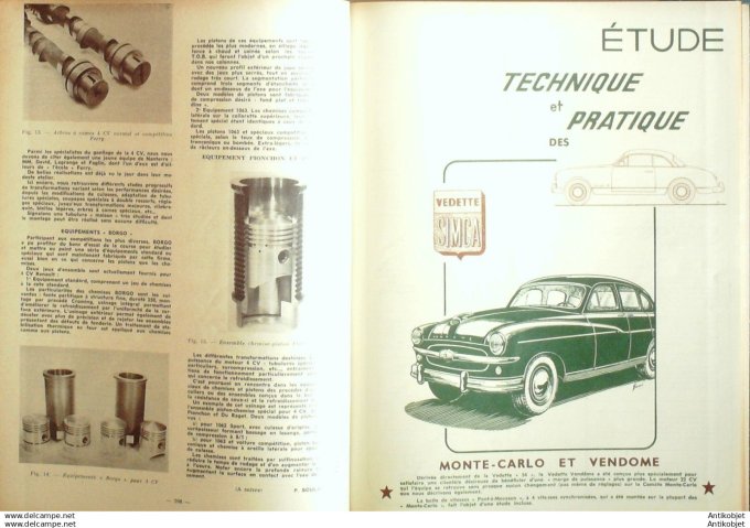 R.T Automobile Simca vedette Monte Carlo & VendÃ'me  Scooter Mors Speed 109 # 1955