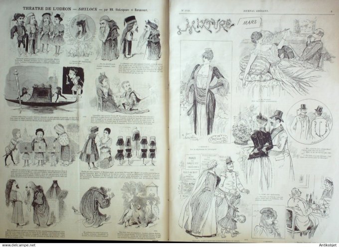 Le Journal Amusant 1889 # 1739 Shylock avec Shakespare et Haraucourt par Sto
