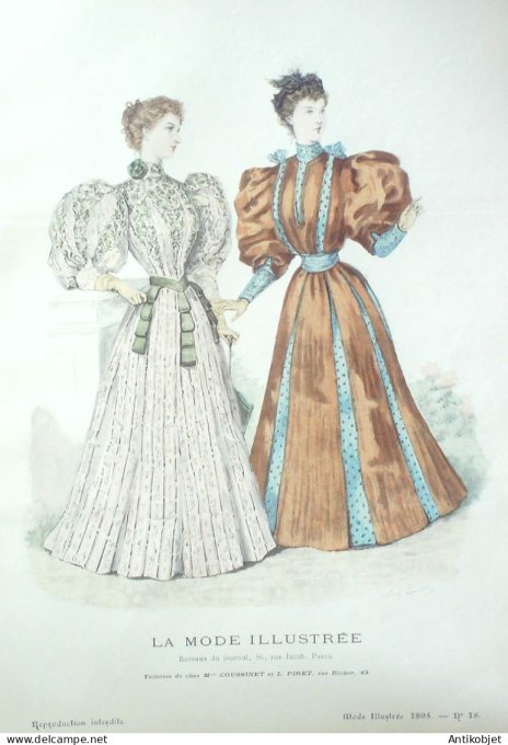 Gravure Mode illustree 1895 # 18 (Old Fashion plate) RARE