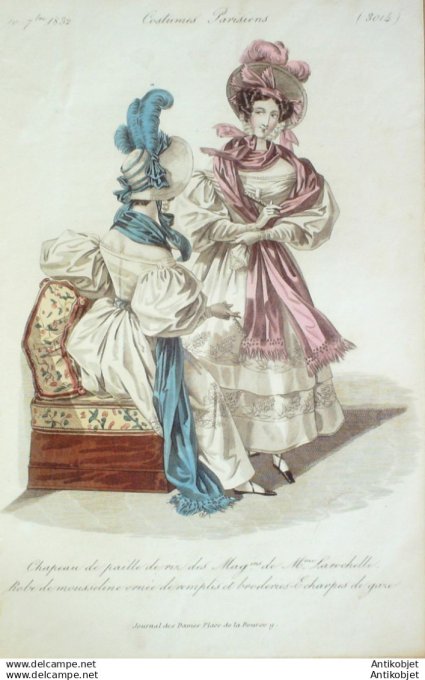 Gravure Mode Costume Parisien 1832 # 3014 (eau forte old Fashion plate