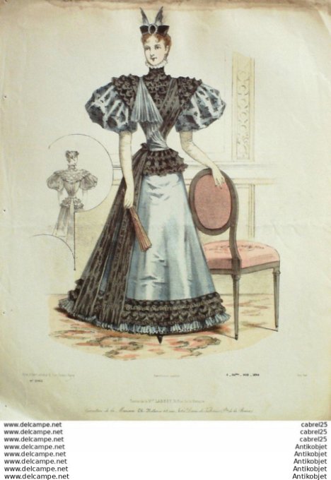 Gravure Mode Le Coquet 1894 # 06 (Old Fashion plate)