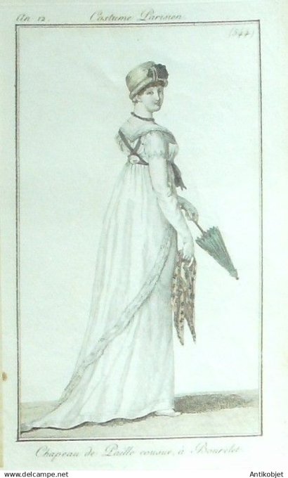 Costume Parisien 1804 an 12 # 544 (eau forte) Chapeau de paille ? bourelet