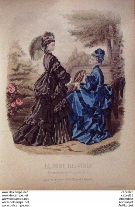 Gravure de mode La Mode illustrée 1874 n°17 (Maison Bréant-Castel)