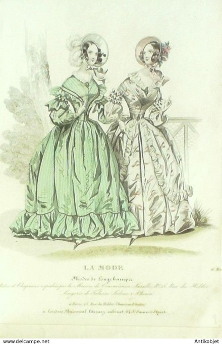 Gravure La mode 1839 # 11 (aquarelle old Fashion plate)