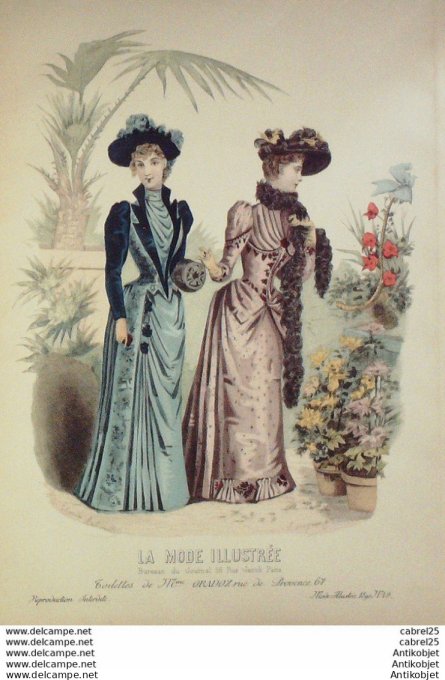 Gravure de mode La Mode illustrée 1890 n°49 (Maison Gradoz)