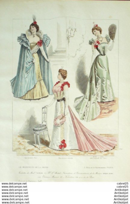Gravure Mode Le Moniteur 1896 # 49 (Old Fashion plate)