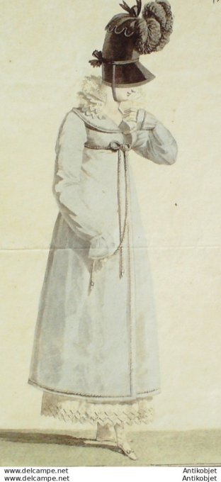 Costume Parisien 1813 # 1357 Redingote de soie à Schall