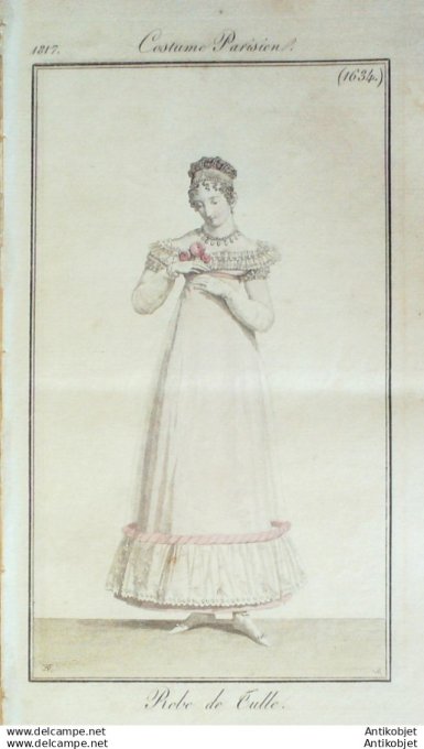 Gravure Mode Costume Parisien 1817 # 1634 (eau forte old Fashion plate