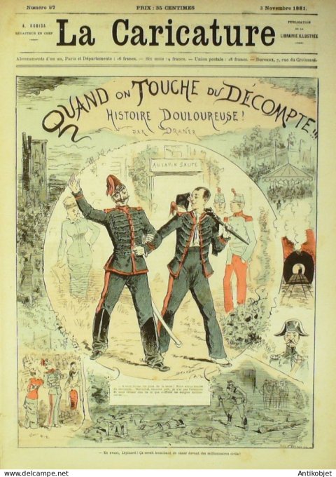 La Caricature 1881 #  97 Quand on touche au décompte Draner Barret Alphonse Daudet Robida