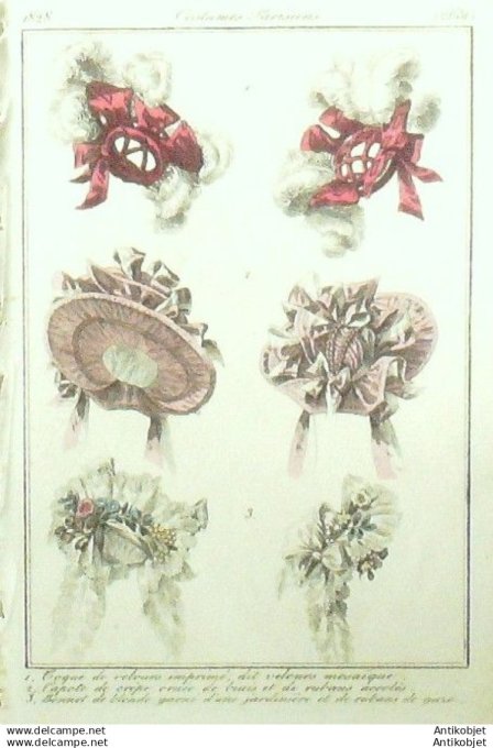 Gravure Mode Costume Parisien 1828 # 2651 (eau forte old Fashion plate