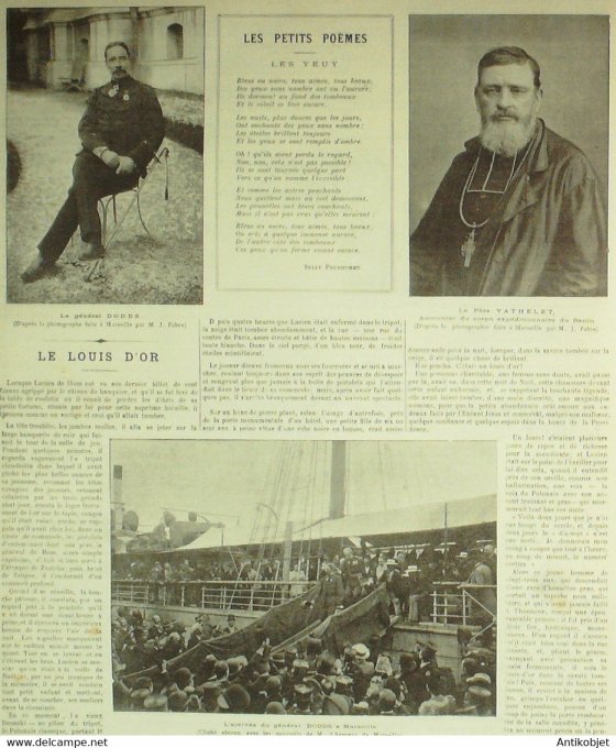 Soleil du Dimanche 1893 n°22 Marseille (13) Bénin Père Vathelet Chatel-Guyon (63)
