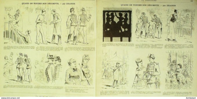 La Caricature 1881 #  97 Quand on touche au décompte Draner Barret Alphonse Daudet Robida