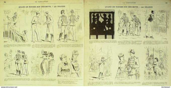 La Caricature 1881 #  97 Quand on touche au décompte Draner Barret Alphonse Daudet Robida