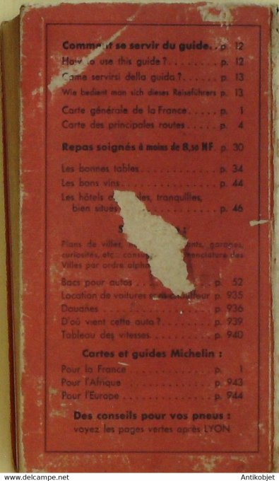 Guide rouge MICHELIN 1960 53ème édition France