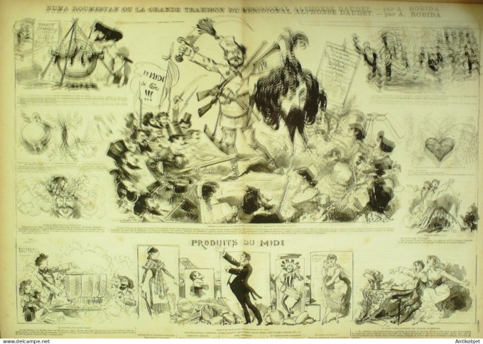 La Caricature 1881 #  97 Quand on touche au décompte Draner Barret Alphonse Daudet Robida