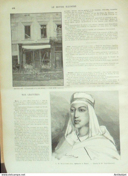 Le Monde illustré 1894 n°1943 Maroc Muley-Abdul-Aziz Rome Crispel Bruxelles explosion