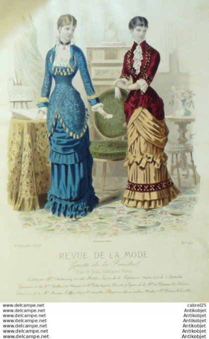 Gravure Mode La Gazette 1879 # 414 (Old Fashion plate)