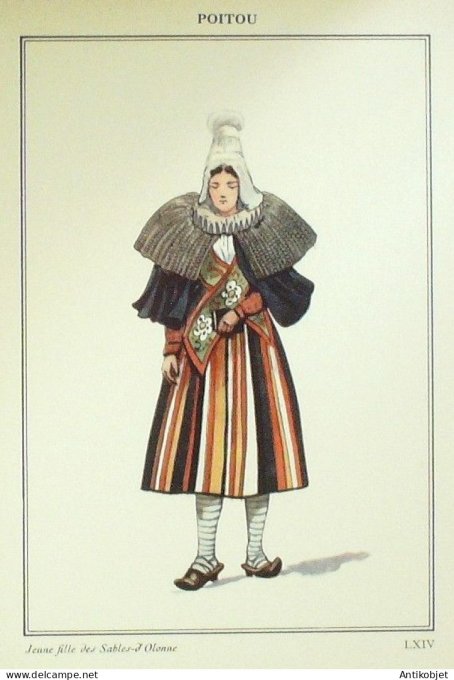 Pays de la Loire Poitou Sables-d'Olonne (85) Villageoise signé  par P.A Leroux XXème