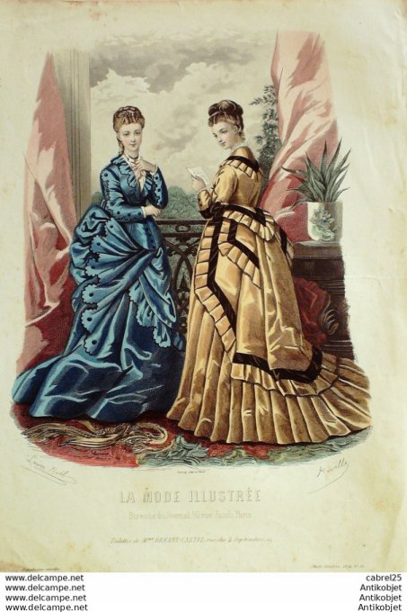 Gravure de mode La Mode illustrée 1874 n°18 (Maison Bréant-Castel)