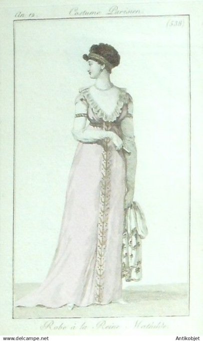 Costume Parisien 1804 an 12 # 538 (eau forte) Robe ? la reine Mathilde