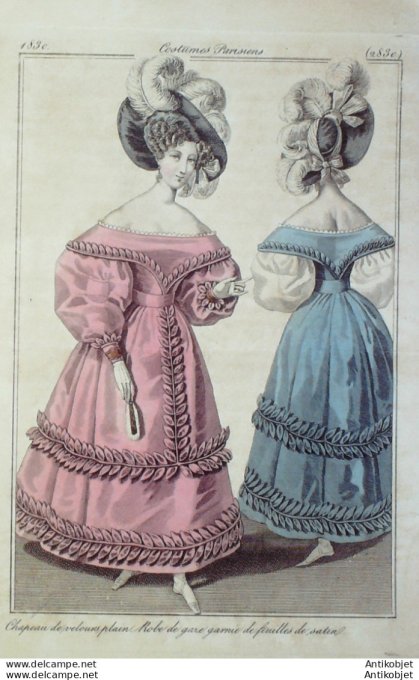 Costume Parisien 1830 # 2830 Robe de gaze garnie de feuilles