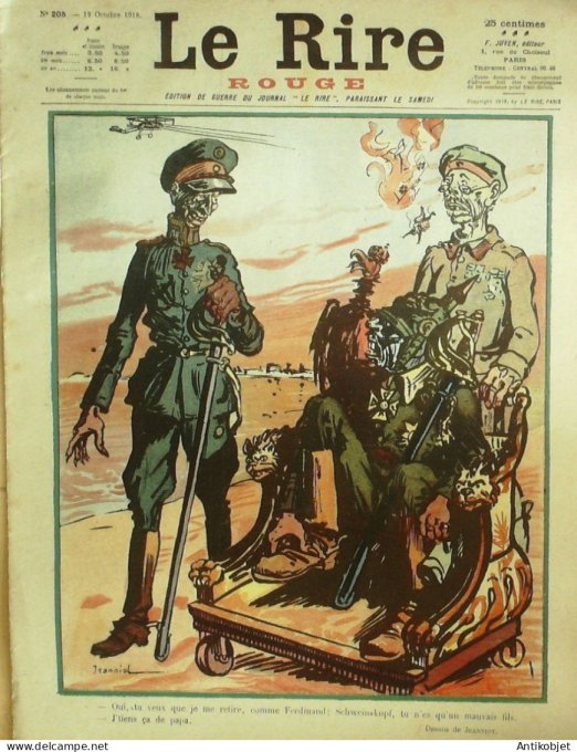 Le Rire Rouge 1918-10-19 # 205 Journal humoristique Ed.Originale Ferdinand Schweinskopf