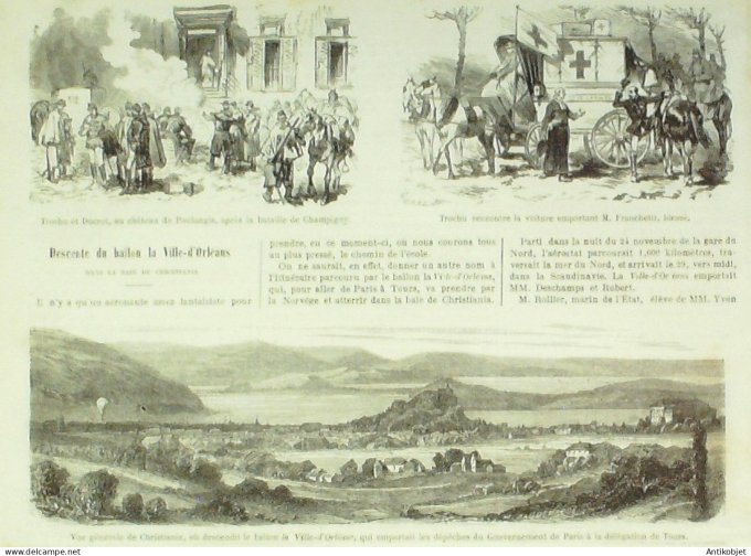 Le Monde illustré 1870 n°713 Champigny (94) Gare aux bœufs & Montmély Moulin-Saquet Orléans (45)