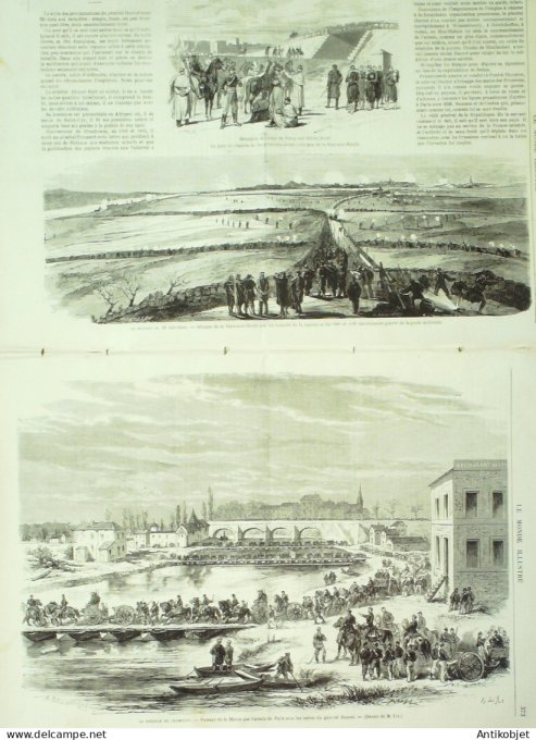 Le Monde illustré 1870 n°713 Champigny (94) Gare aux bœufs & Montmély Moulin-Saquet Orléans (45)
