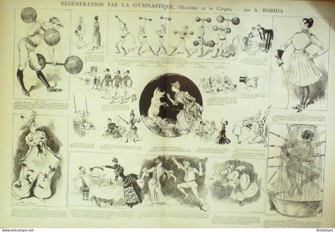 La Caricature 1885 #275 La Gymnatique Cirque Escrime Robida Caran d'Ache Draner