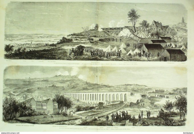 Le Monde illustré 1870 n°713 Champigny (94) Gare aux bœufs & Montmély Moulin-Saquet Orléans (45)