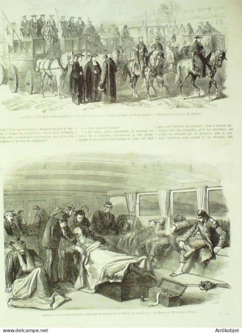 Le Monde illustré 1870 n°713 Champigny (94) Gare aux bœufs & Montmély Moulin-Saquet Orléans (45)