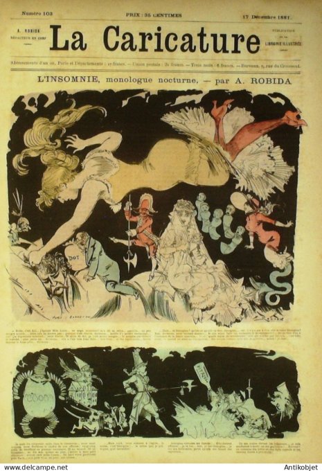 La Caricature 1881 #103 L'insomnie Robida Petit Jacques Loys