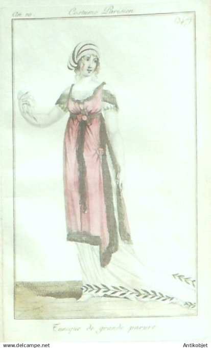 Costume Parisien 1801 an 10 # 347 (eau forte) Tunique ? grande parure