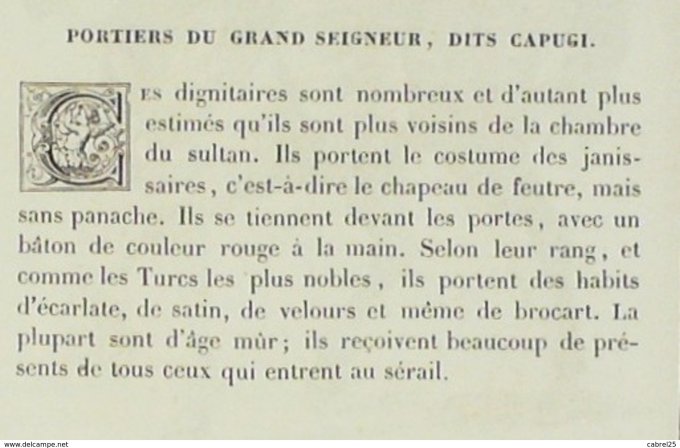 Turquie Portier du grand seigneur dit Capugi 1859