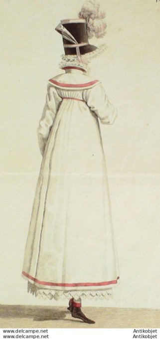 Gravure de mode Costume Parisien 1813 n°1360 Redingote de mérinos