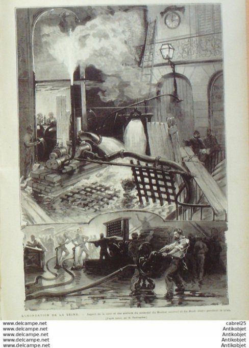 Le Monde illustré 1876 n° 989 Saint Fons (69) Alfortville Vitry Ivry (94) Rouen (76) Inondations
