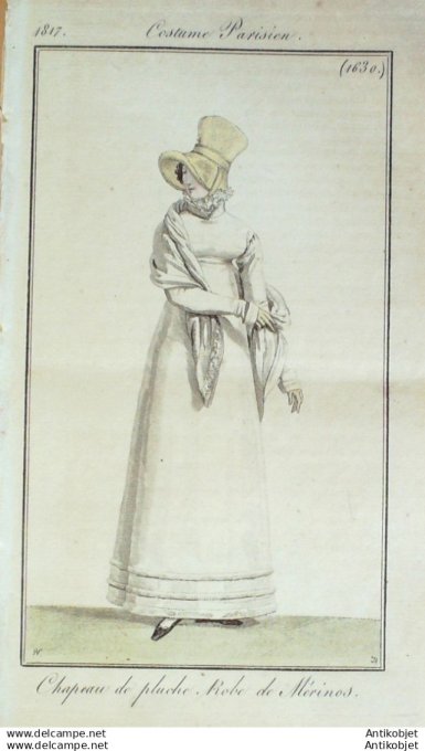 Gravure Mode Costume Parisien 1817 # 1630 (eau forte old Fashion plate