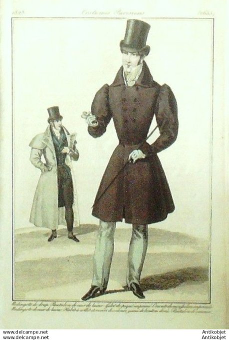Gravure Mode Costume Parisien 1828 # 2655 (eau forte old Fashion plate