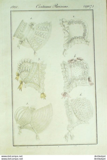Costume Parisien 1820 # 1907 Toques  chapeaux bonnets