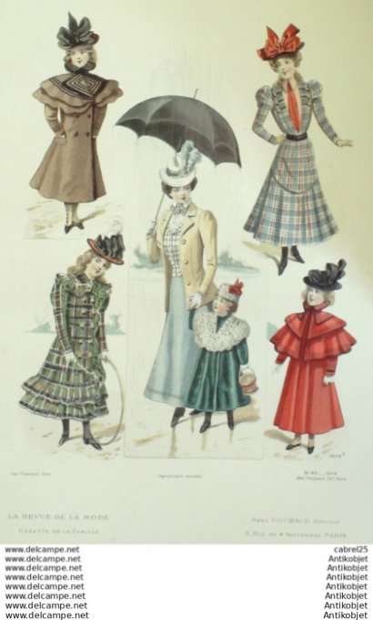 Gravure Mode La Gazette 1898 # 48 (Old Fashion plate)