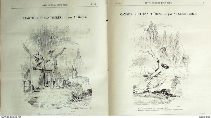Petit journal pour Rire 1868 #   35 Canotiers et canotieres Grevin