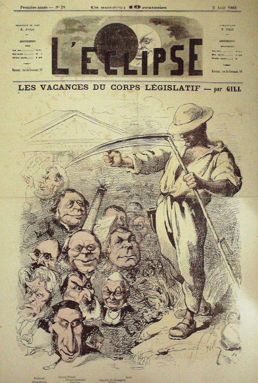 L'ECLIPSE-1868/28-CORPS LEGISLATIF-LE HAVRE Expo-André GILL
