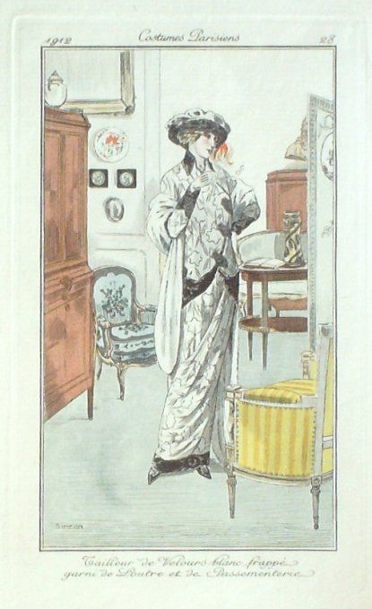 Simeon Pochoir Mode Art Deco n°  28-1912 Journal des Dames