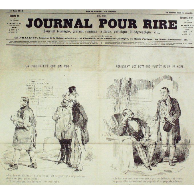 Le Journal pour RIRE 1848 n° 28 PROPRETE PRESIDENT des BOTTIERS BERTALL INVALIDES V