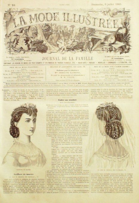 Journal Mode illustrée 1865 # 28 Coiffure de mariée