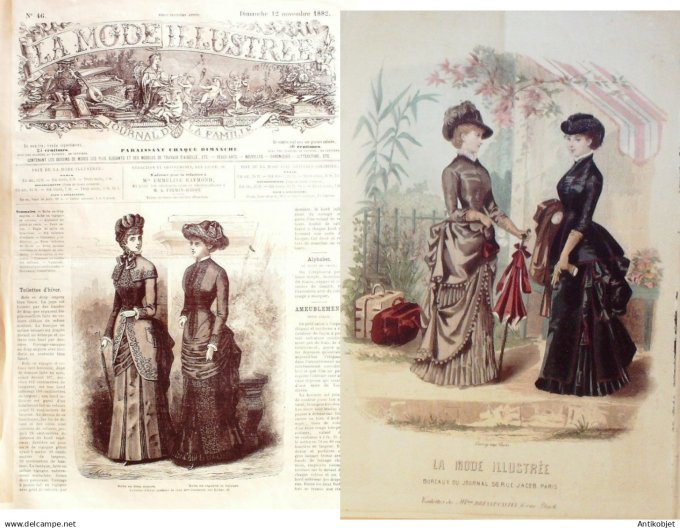 La Mode illustrée journal + gravure associée 1882 # 46