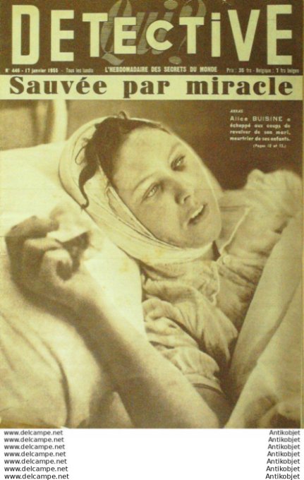 Détective 1955 # 446 Monaco Arras Vertus St-île le Froid St-Aignan Nucourt