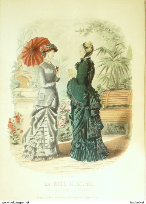 Gravure de mode La Mode illustrée 1881 n°23 (Maison Bréant-Castel)