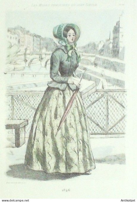 Gravure Mode Boutet (pointe seche aquarellee old Fashion plate) Pl 46-1902