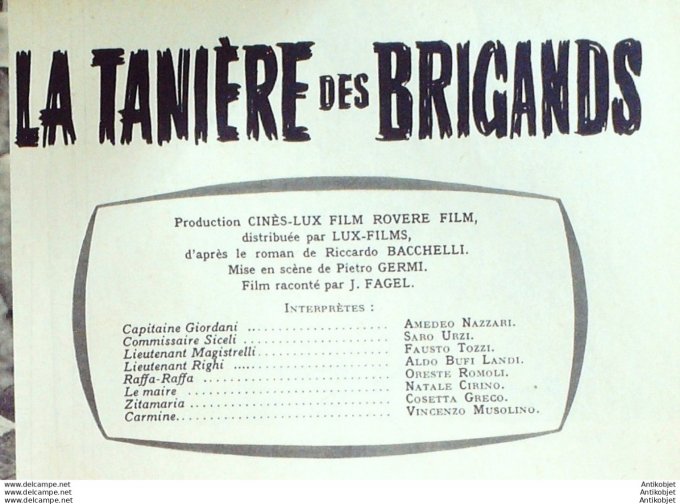 La Tanière des brigands Colette Greco Vincento Musolino Amedo Nazzari